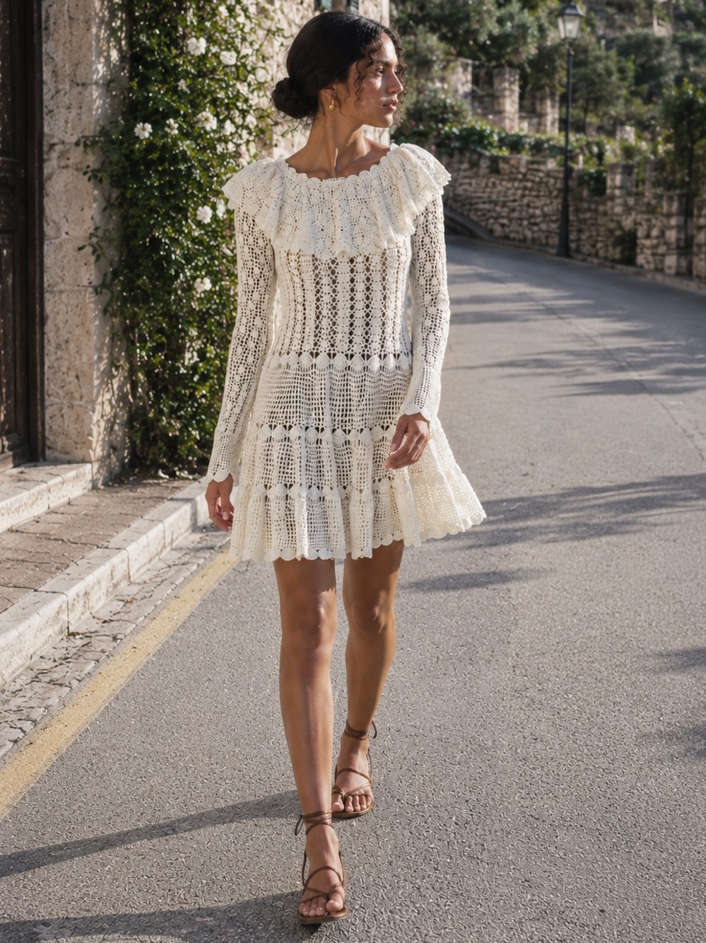 NWT DÔEN Capucine Crochet Mini Dress in Salt size XS
